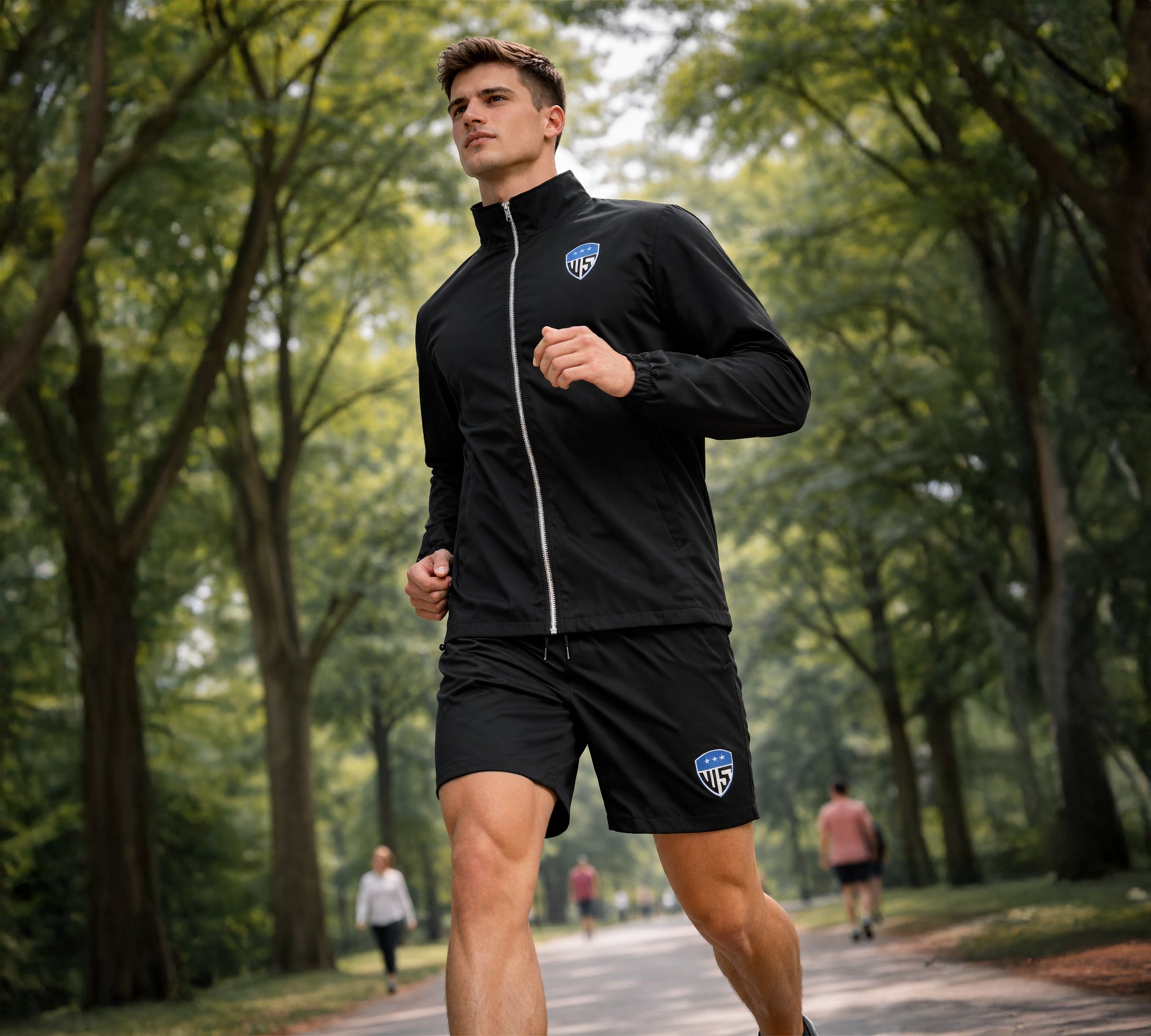Close-up of men’s tracksuit fabric – breathable and comfortable activewear