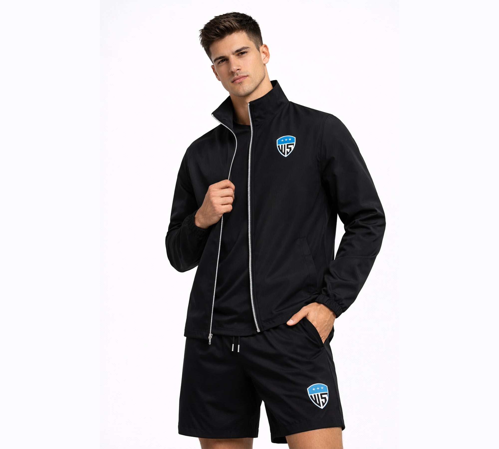 Stylish black tracksuit set for men – perfect for jogging and activewear