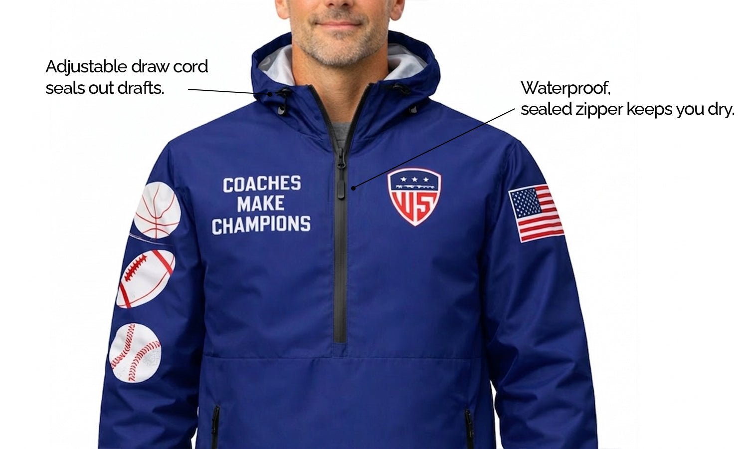 Men’s sports windbreaker jacket full zip performance outerwear