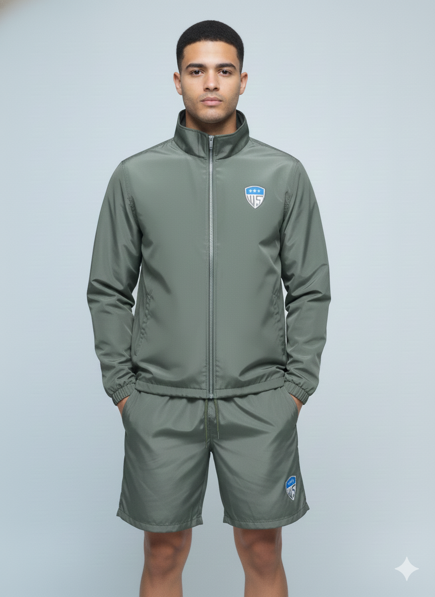 Men's Lightweight Full-Zip Tracksuit Set - Jacket & Shorts Activewear