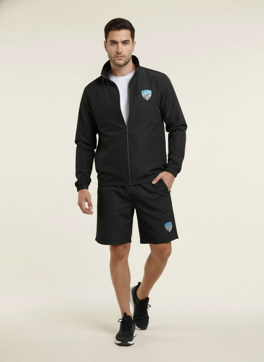 Men's Lightweight Windbreaker Tracksuit Set - Full-Zip Jacket & Shorts Activewear
