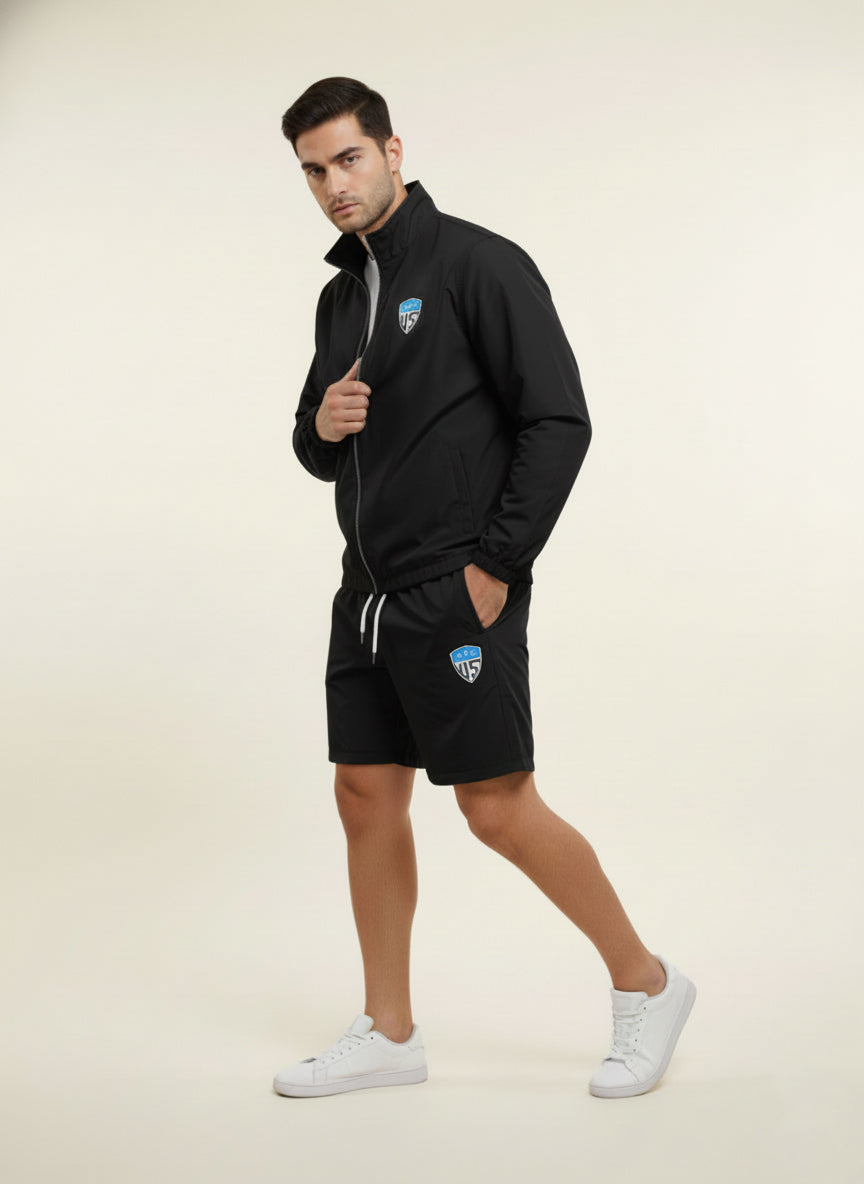 Men's Lightweight Windbreaker Tracksuit Set - Full-Zip Jacket & Shorts Activewear