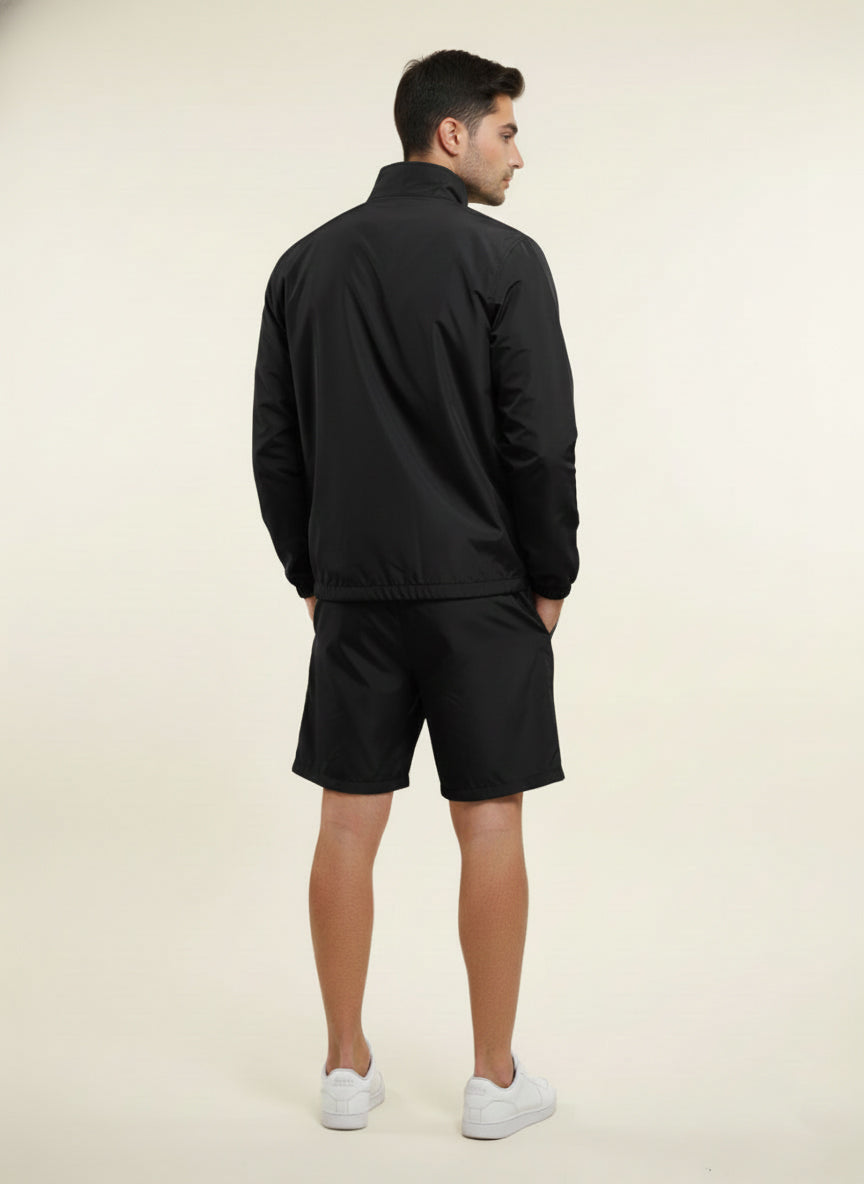 Men's Lightweight Windbreaker Tracksuit Set - Full-Zip Jacket & Shorts Activewear