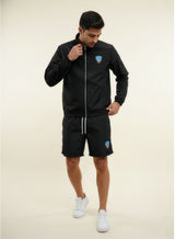 Men's Lightweight Windbreaker Tracksuit Set - Full-Zip Jacket & Shorts Activewear