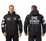 Black coach jacket windbreaker front and back view