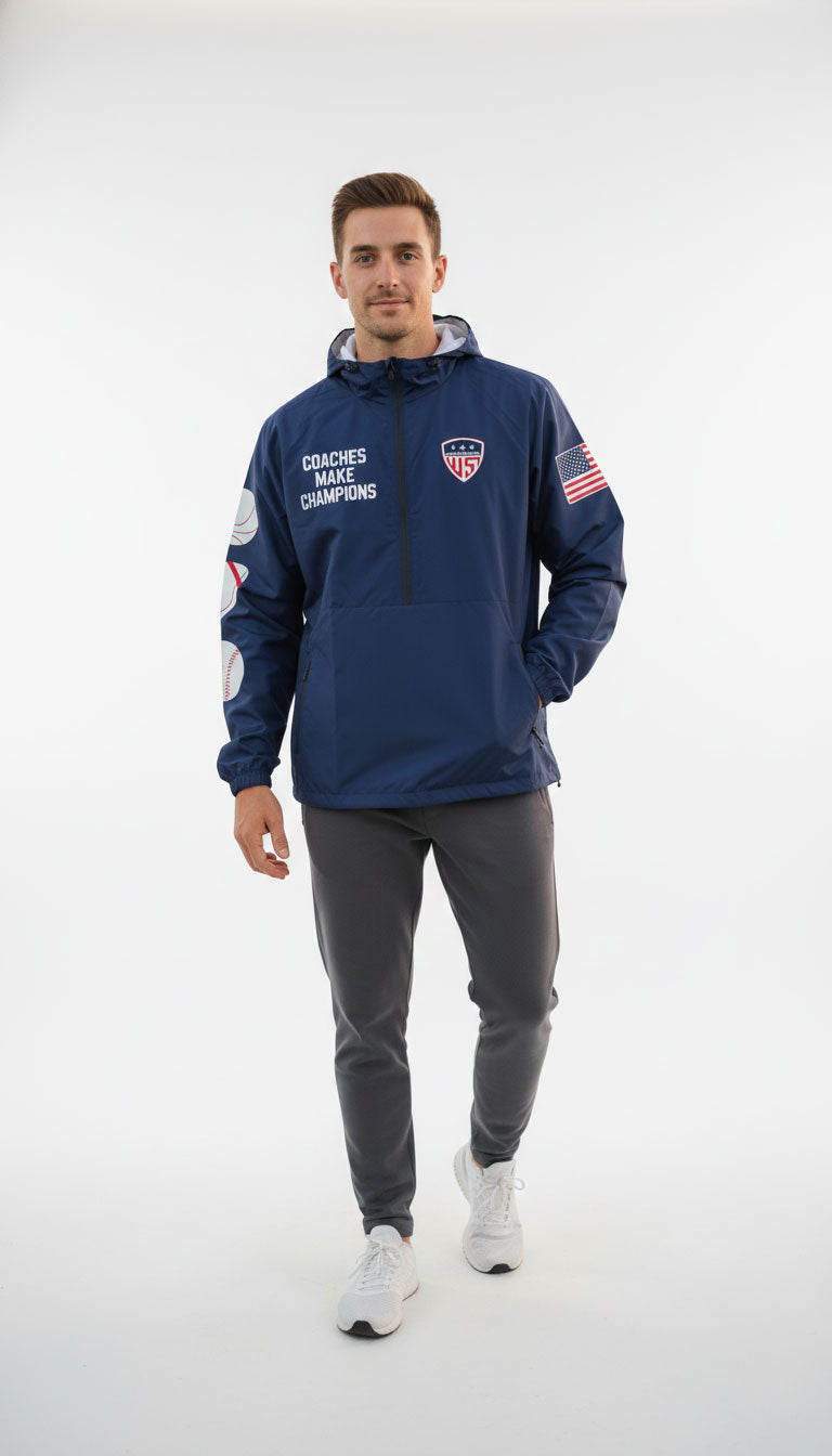 Wilcare Coach Half-Zip Windbreaker Jacket – Lightweight Training Outerwear