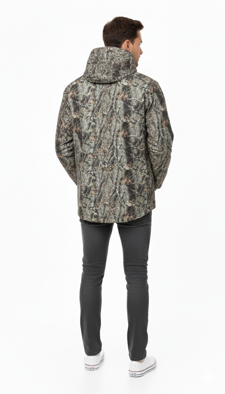 Men's Camouflage Anorak Windbreaker Jacket - Half-Zip Hooded Pullover Coat