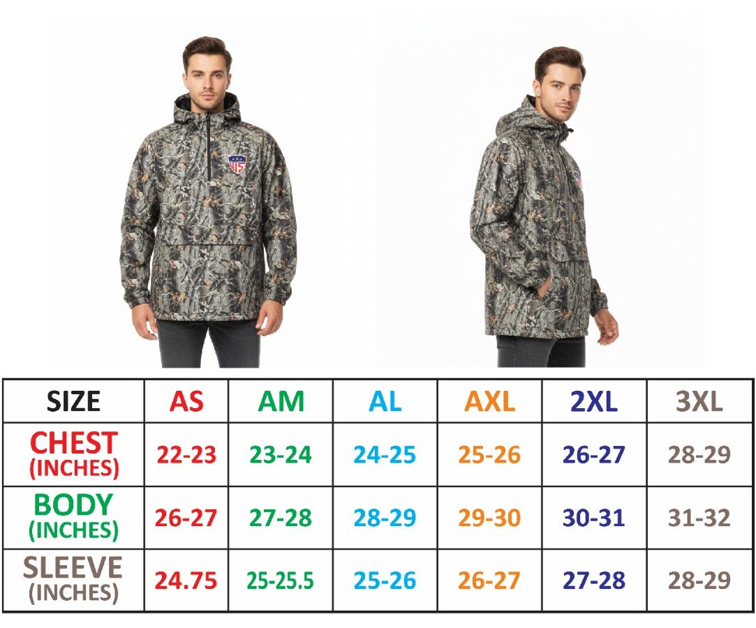 Men's Camouflage Anorak Windbreaker Jacket - Half-Zip Hooded Pullover Coat