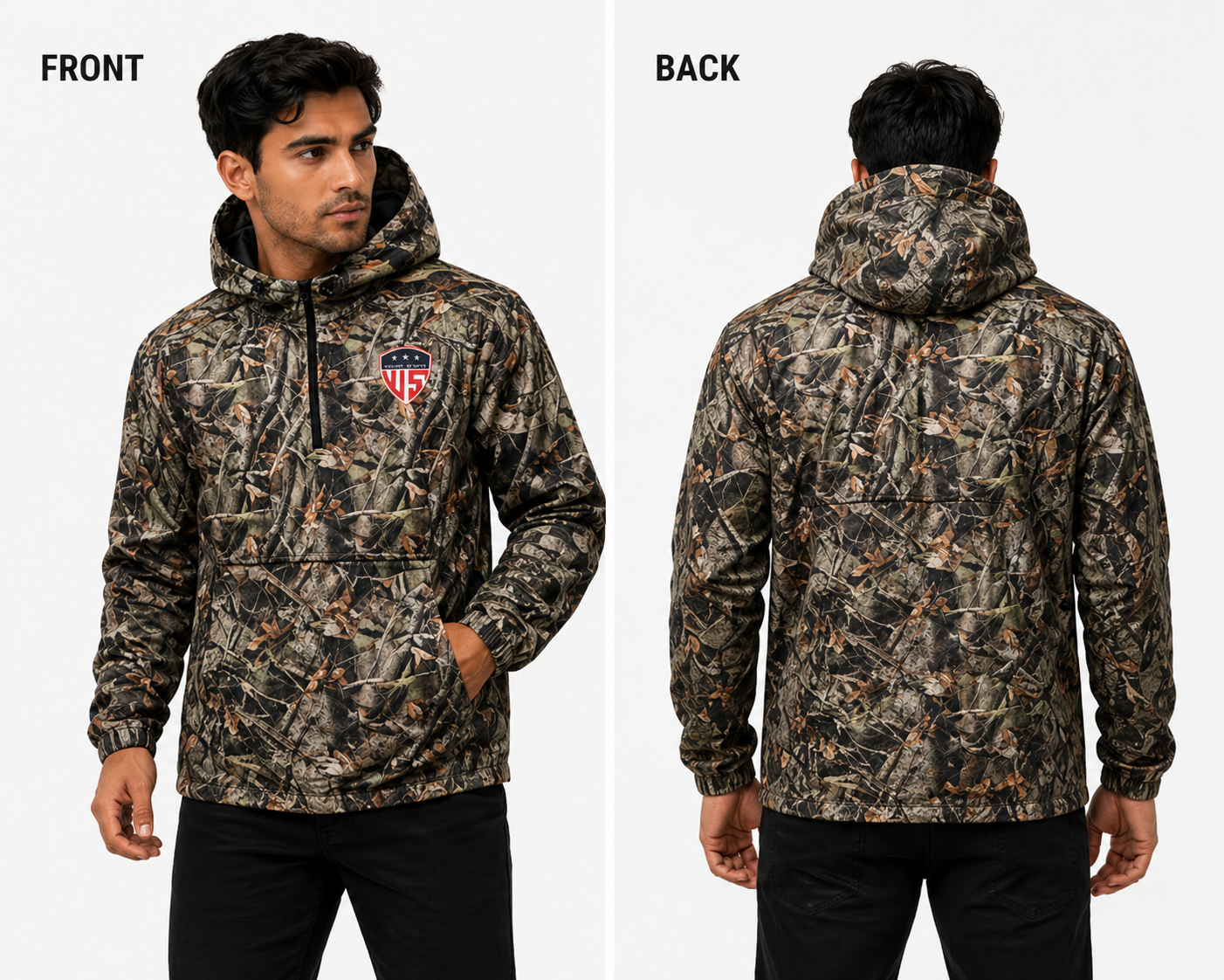 Men's Windbreaker Jacket - Half-Zip Hooded Pullover Coat