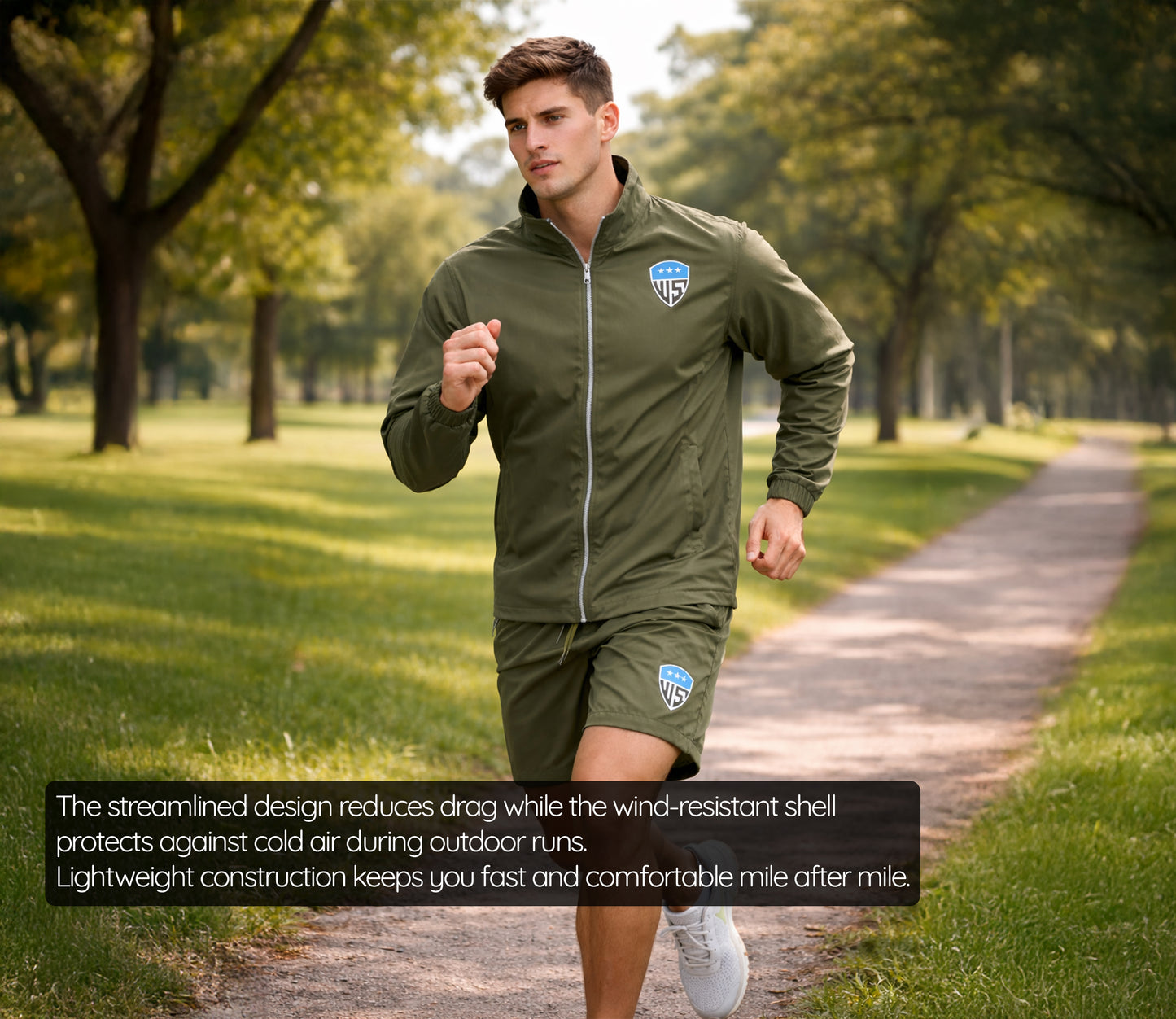 Men’s athletic tracksuit outfit for running, gym exercise, sportswear activewear set