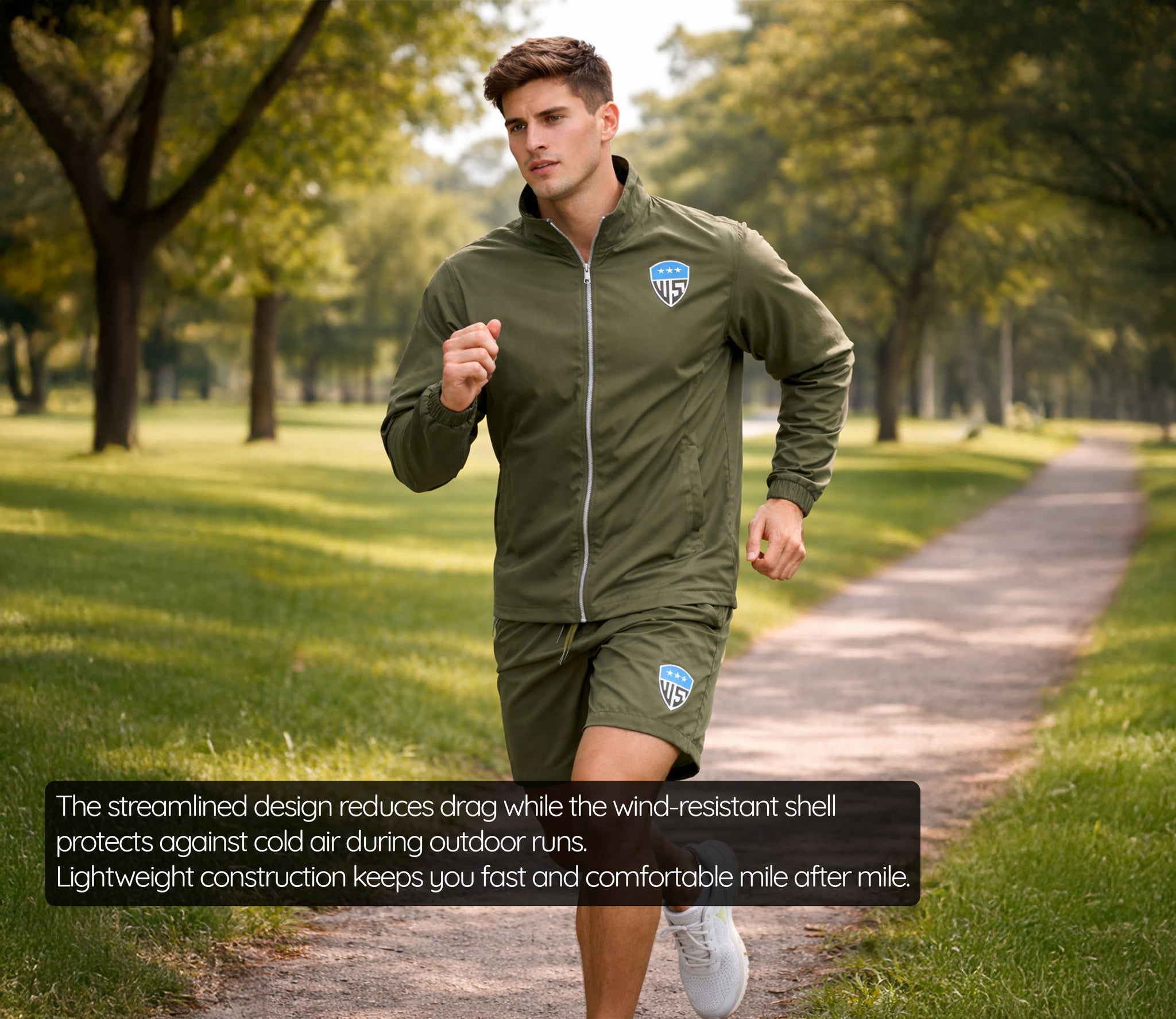 Men’s athletic tracksuit outfit for running, gym exercise, sportswear activewear set