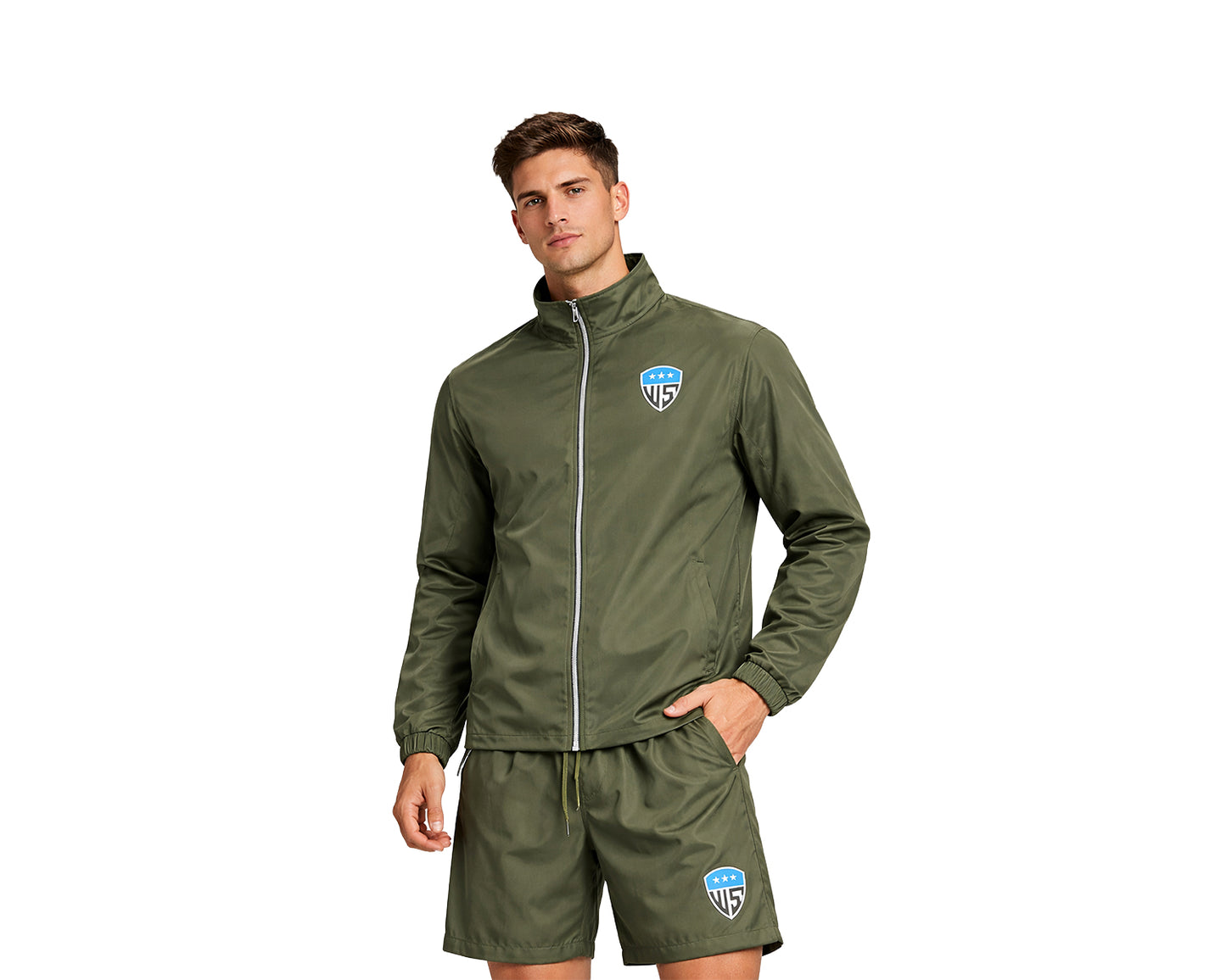 Men's Lightweight Full-Zip Tracksuit Set - Jacket & Shorts Activewear