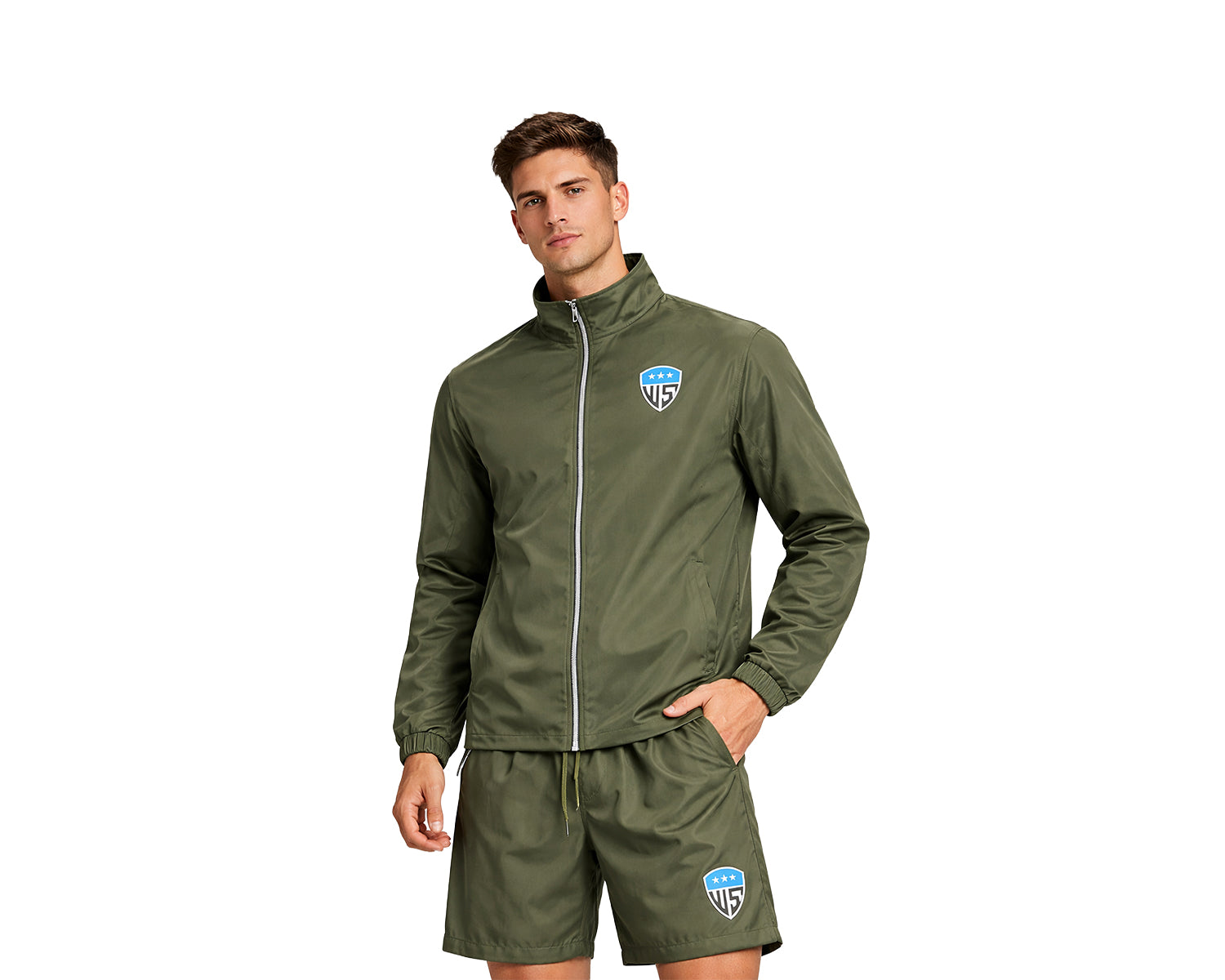 Men's Lightweight Full-Zip Tracksuit Set - Jacket & Shorts Activewear