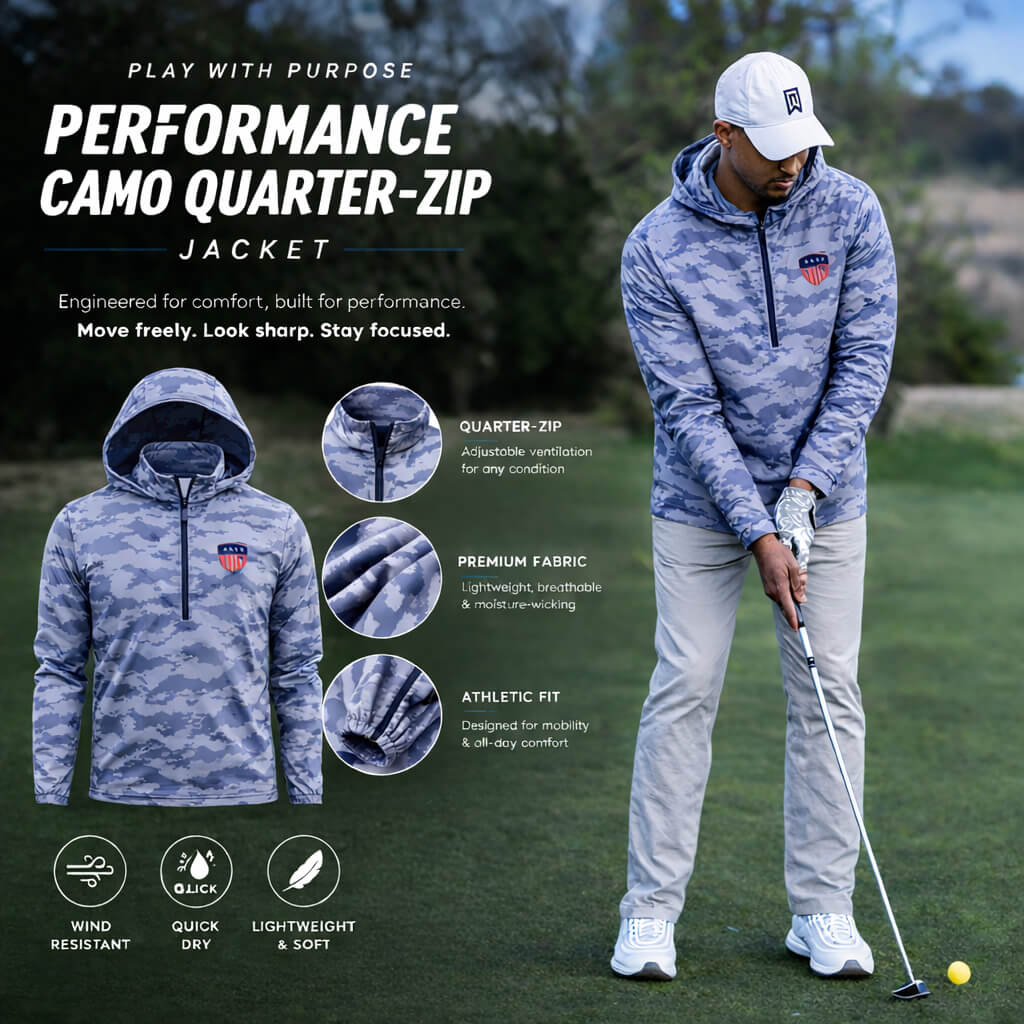 Men wearing camo rain jacket lightweight windbreaker during outdoor running and hiking activity