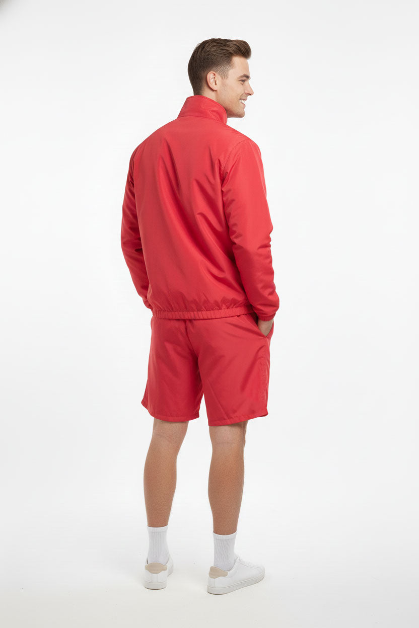Elite Performance Track Set | Lightweight Red Windbreaker Jacket & Athletic Shorts