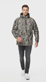 Men's Camouflage Anorak Windbreaker Jacket - Half-Zip Hooded Pullover Coat