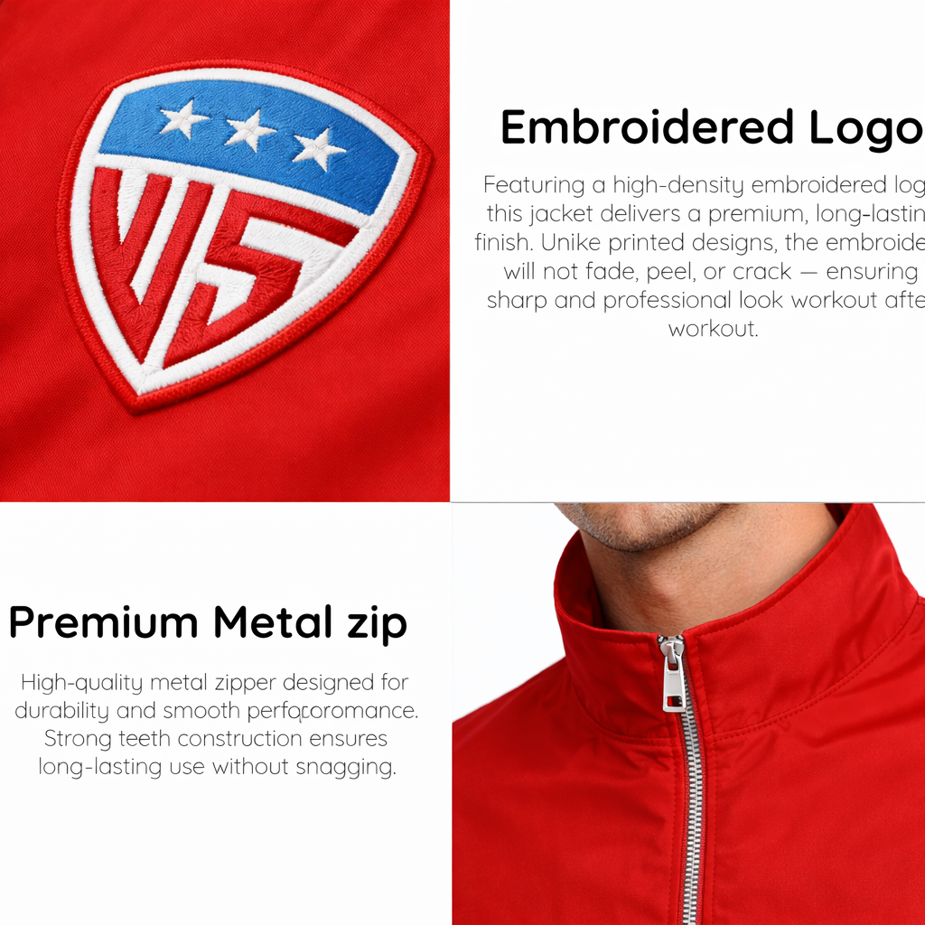 Elite Performance Track Set | Lightweight Red Windbreaker Jacket & Athletic Shorts