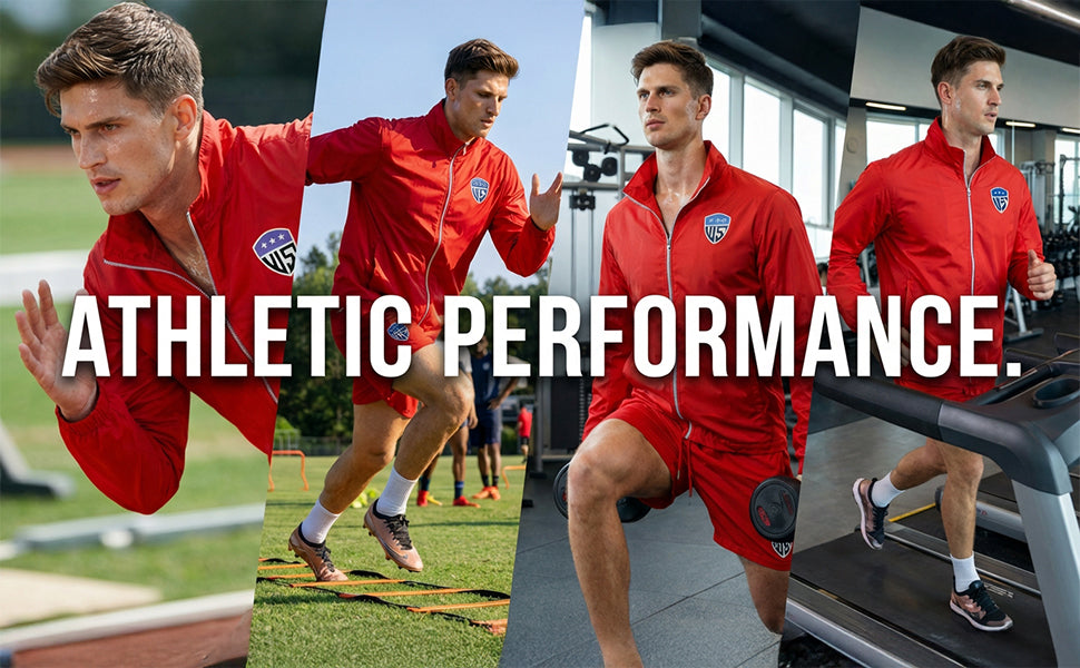 Elite Performance Track Set | Lightweight Red Windbreaker Jacket & Athletic Shorts