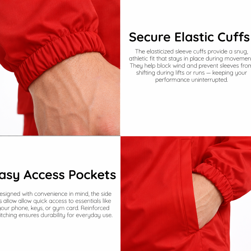 Elite Performance Track Set | Lightweight Red Windbreaker Jacket & Athletic Shorts